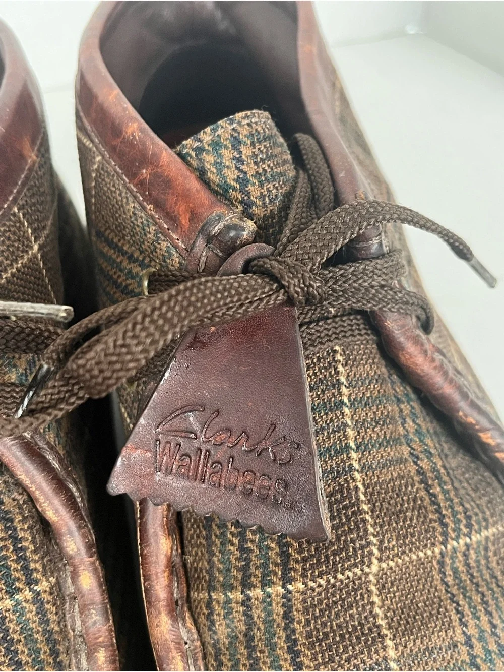 Clark’s Original Wallabee Shoe Mens 13 Plaid Lace Up Chukka Boot Gum Sole Preppy